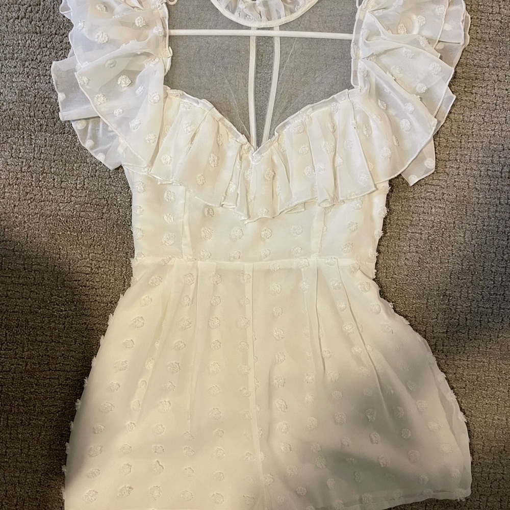 White Lace Polka Dot Romper